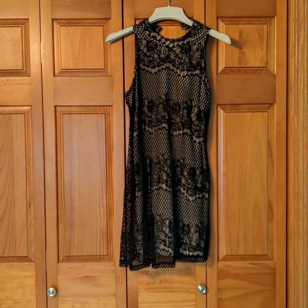 Black & nude lace dress